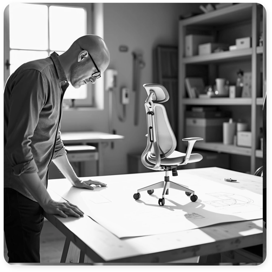 Claudio Bellini working in his design studio